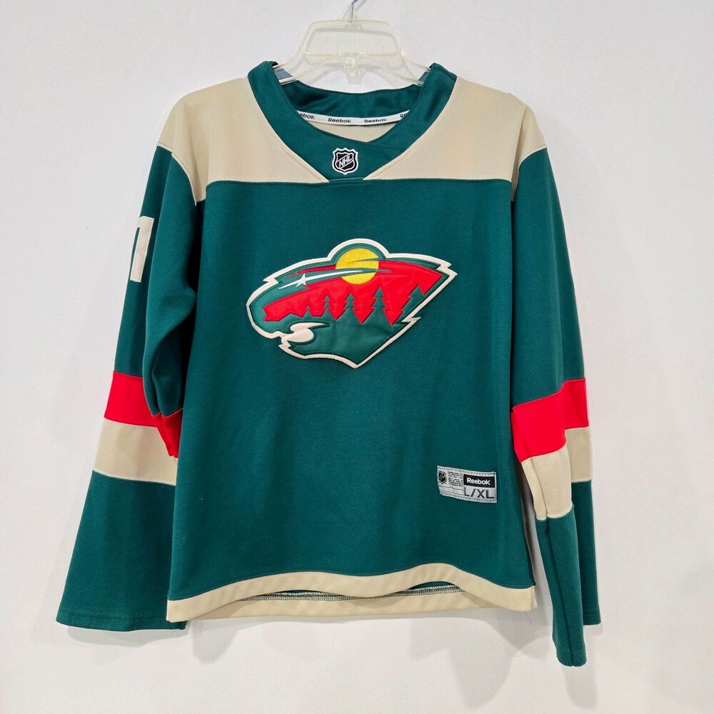 Minnesota Wild Boys Reebok Hockey L/XL Youth Jersey 11 Parise Green NHL EUC